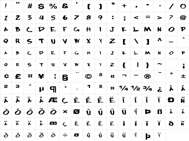 BocciWorksBold55 Bold  glyph index