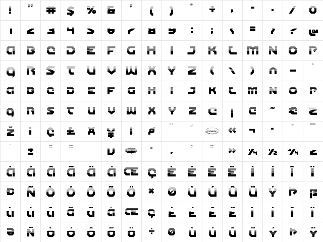 Gunner Storm Halftone Regular  glyph index