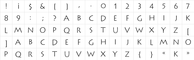 LithosC Regular  glyph index