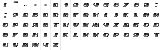 Jurij Gradient Italic  glyph index