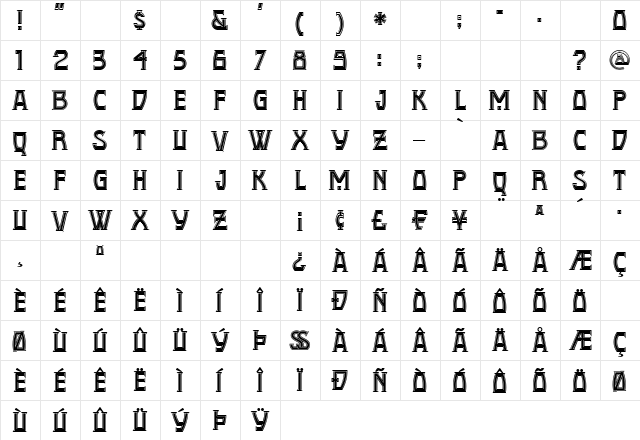ConquistadormanNF Regular  glyph index