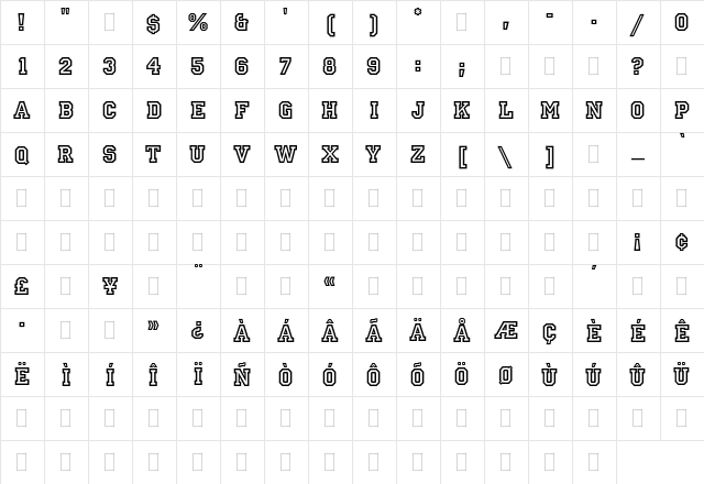 Princetown Plain  glyph index
