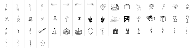 FAD Omega Birthday Bats Regular  glyph index