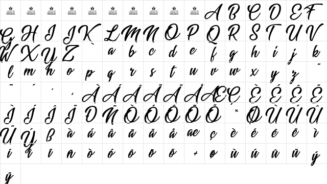 Beauty Bright Personal Use Regular  glyph index