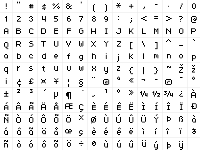 FFF Minitower Extended Regular  glyph index