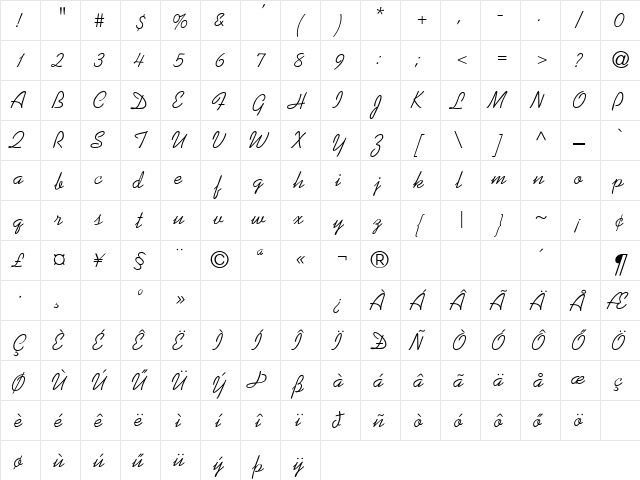 Kaufmann Regular  glyph index