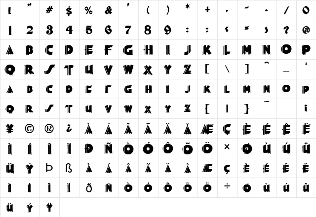 FZ JAZZY 56 Normal  glyph index