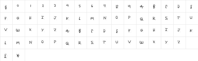 TasteBomb Regular  glyph index
