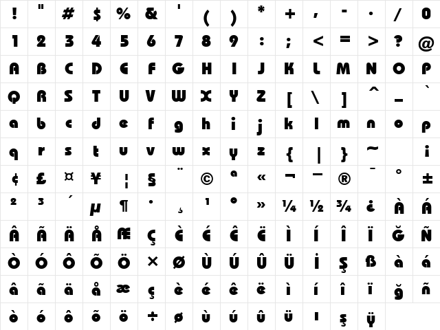 00290 Regular  glyph index