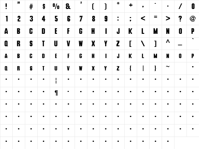 QTDeuce Regular  glyph index