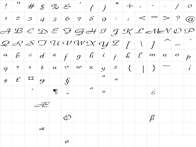 Ball & Chain 2 Regular  glyph index