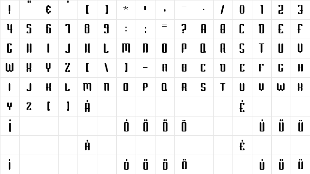 Scum of the Earth Regular  glyph index
