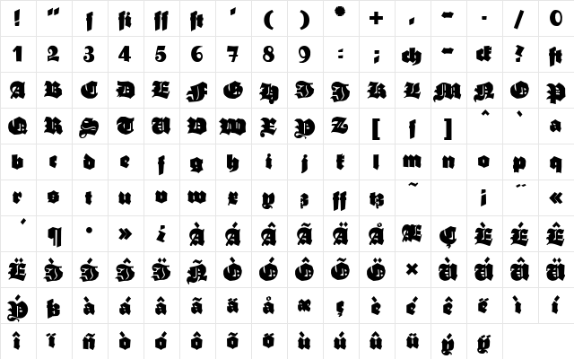 Ganz Grobe Gotisch Medium  glyph index
