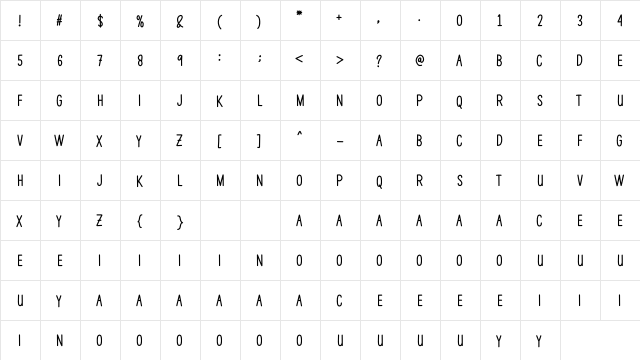 Sleep Night Regular  glyph index