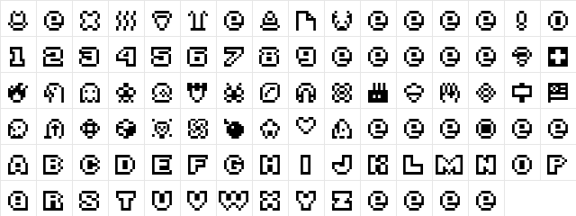 BITSY Regular  glyph index