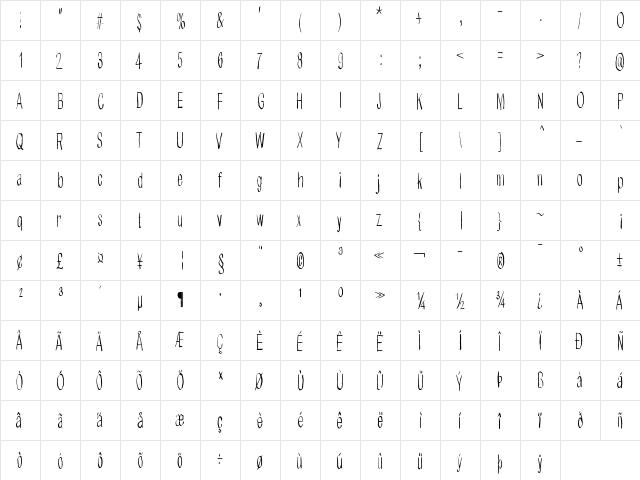 Better get ready Regular  glyph index
