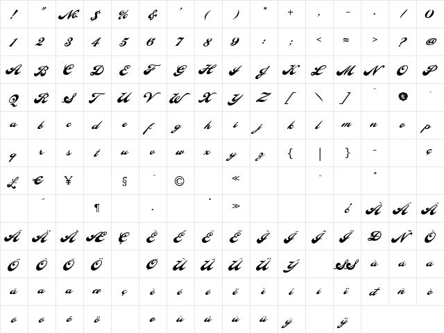 LHFPilsnerRegular Regular  glyph index