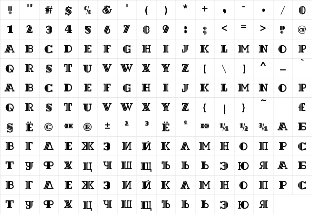 DextorC Regular  glyph index