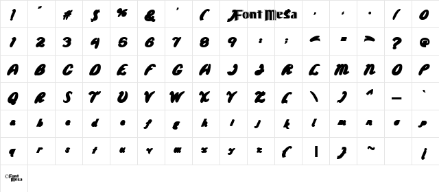 Wild Ride Back Fill Regular  glyph index