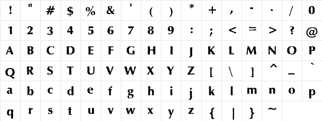 Grunge Opustn Heavy Regular  glyph index