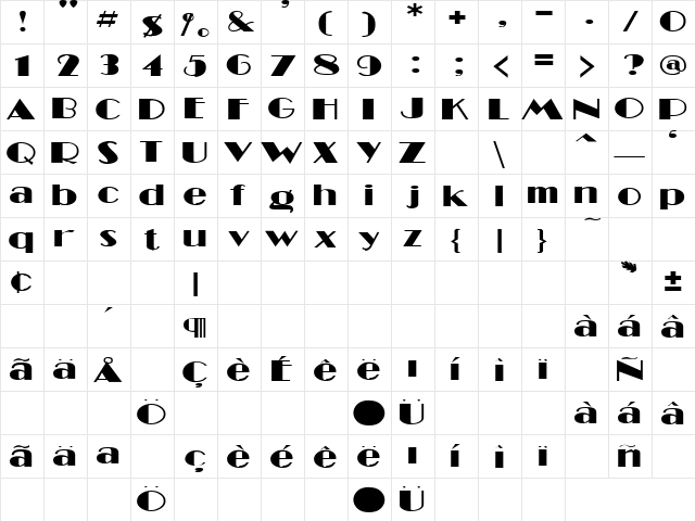 Little Wing 4 Regular  glyph index