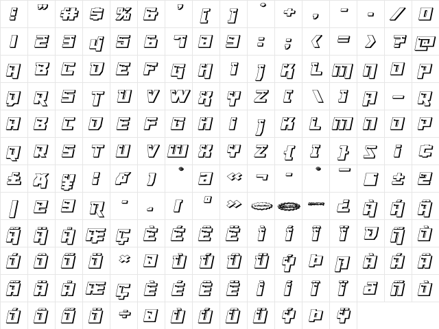 Dangerbot 3D Expanded Expanded  glyph index