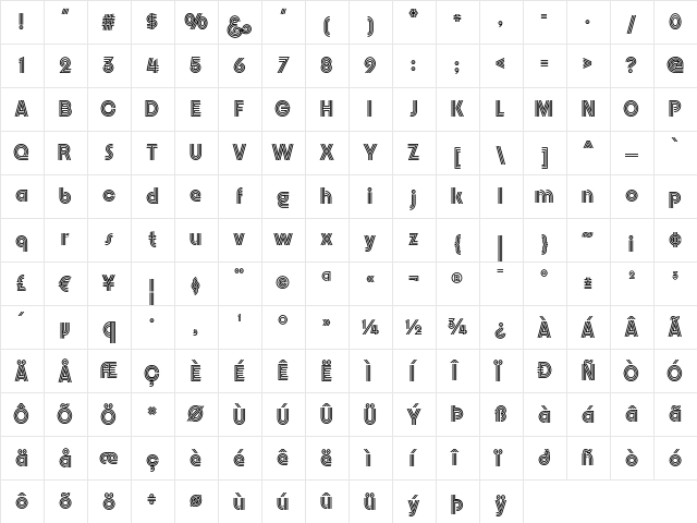CressidaNF Medium  glyph index