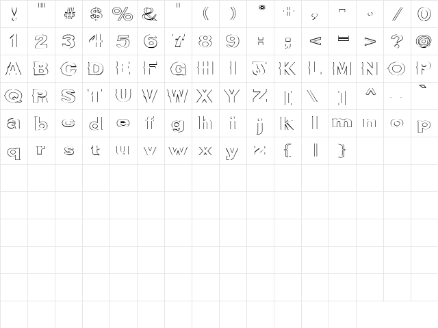 Doohickey 3 Regular  glyph index