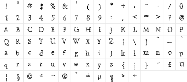 LazurskiEngravedC Medium  glyph index