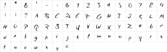A Quiet Sleep Regular  glyph index