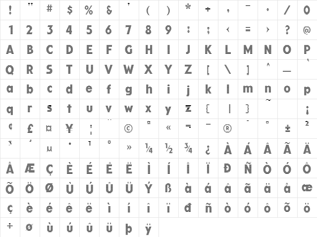KolkmanGray Regular  glyph index