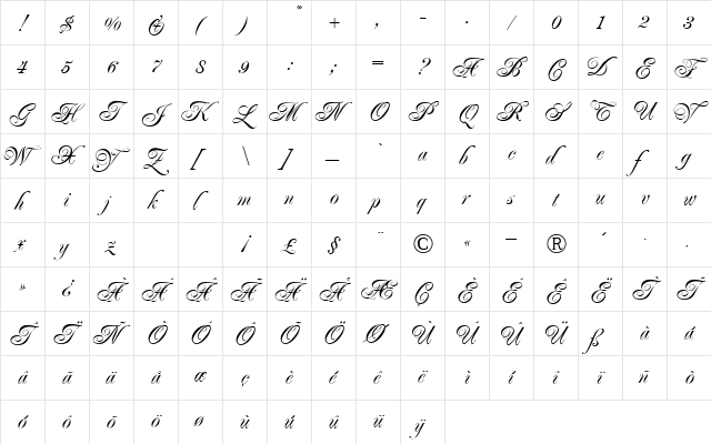Poppl-Residenz BQ Regular  glyph index