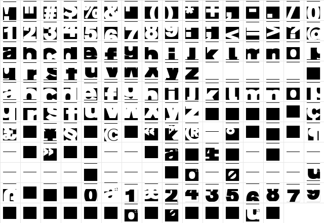 FragmentAZ Regular  glyph index