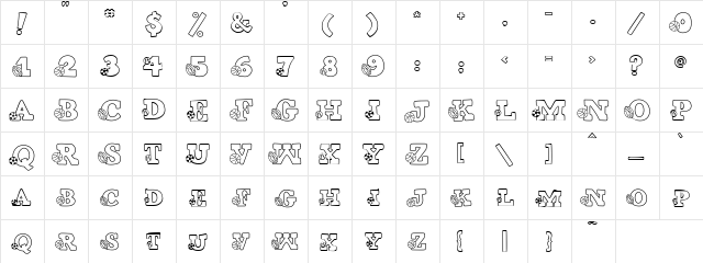 PC Sports Regular  glyph index