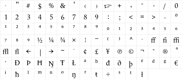 LeMonde Livre Expert Normal  glyph index