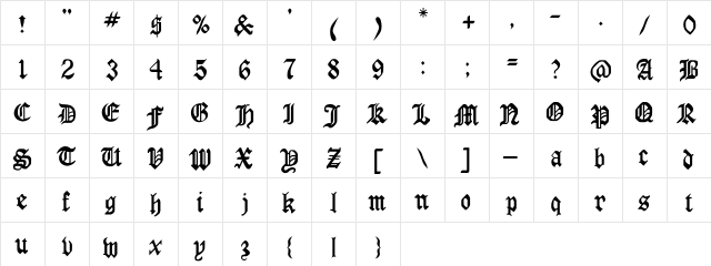 LaserLondon Regular  glyph index