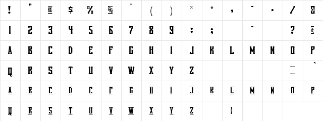 Sonata Dazz Regular  glyph index