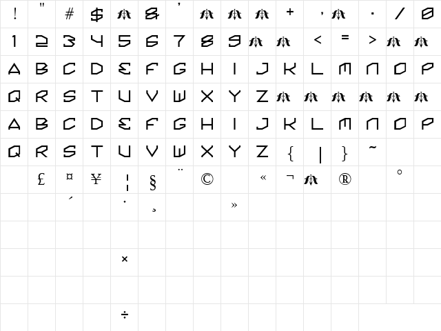 Kinine Alpha Regular  glyph index