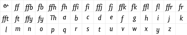 Lisboa Ligatures Italic  glyph index