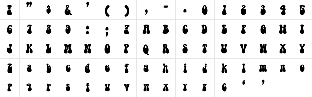 BellBottom-Normal Regular  glyph index