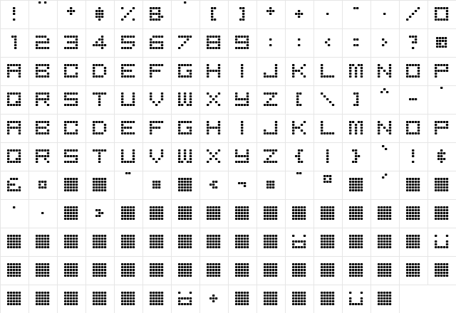 Bored Regular  glyph index