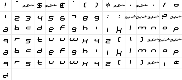 SF Technodelight NS Bold Italic  glyph index