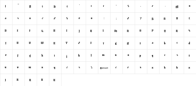 Effleurage Regular  glyph index