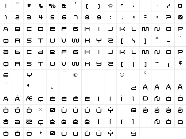 Saved By Zero Regular  glyph index