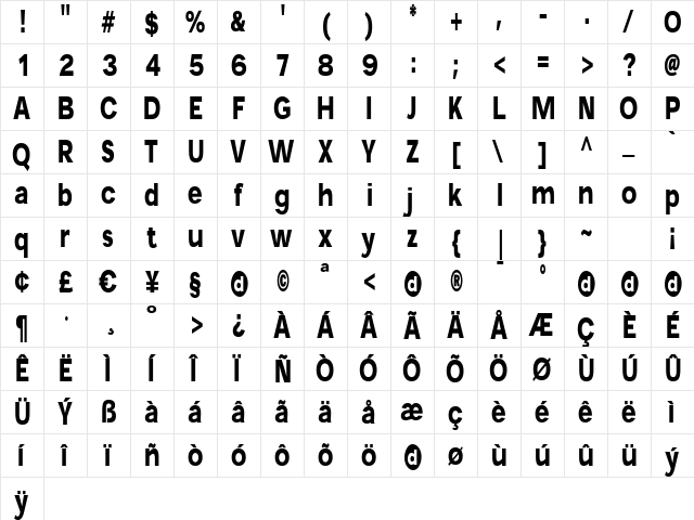 EiffelTower Regular  glyph index