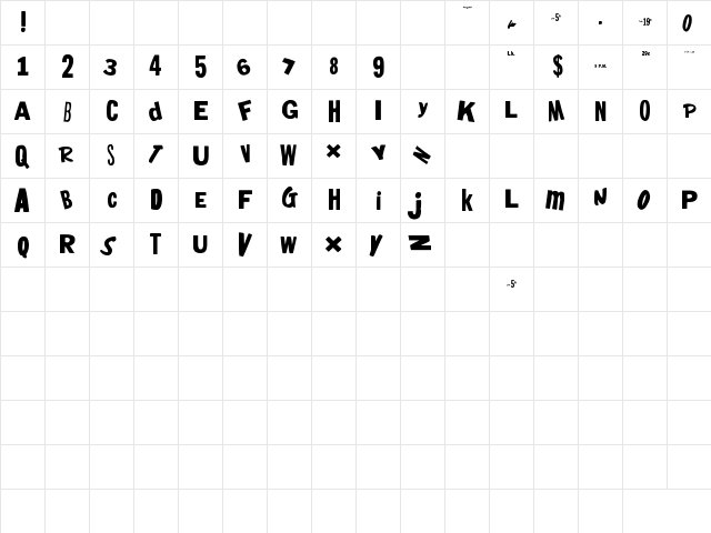 heyMom!heyDad! Regular  glyph index
