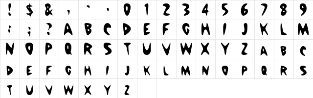 NuWaveCondensed Regular  glyph index