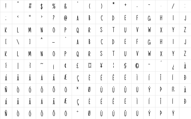 Merry Time Regular  glyph index