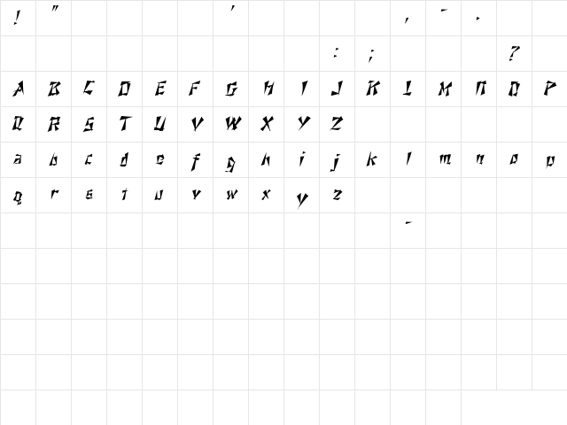 Fox On The Run 3 Italic  glyph index