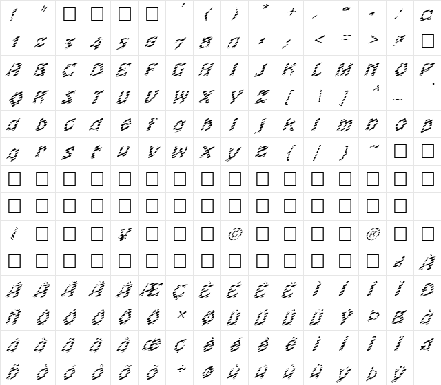 FZ JAZZY 12 STRIPED ITALIC Normal  glyph index